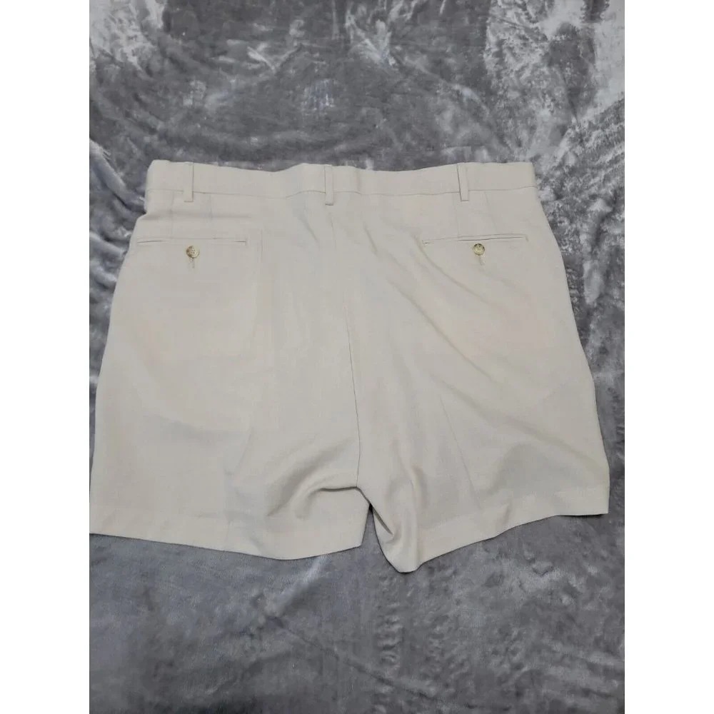 Lot of 2 Berle Shorts Mens 42 waist flat front Chino Golf Casual beige‎ and blue